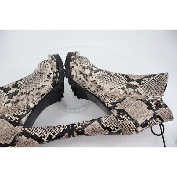 AllSaints Micaela Snake Print Leather Peep Toe Boots Size EU 40 US 9.5/10 Grey - Picture 8 of 14